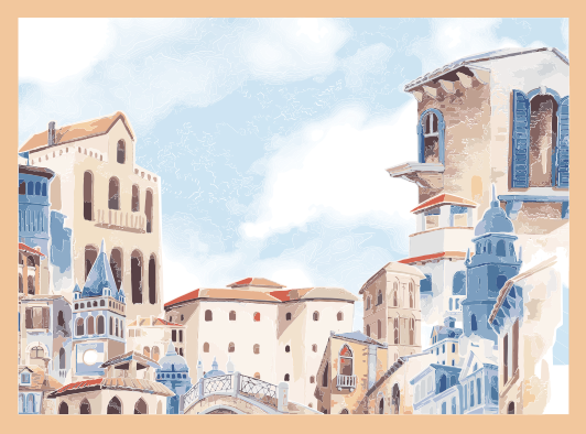 Coastal Cityscape bedroom vinyl carpet - TenStickers