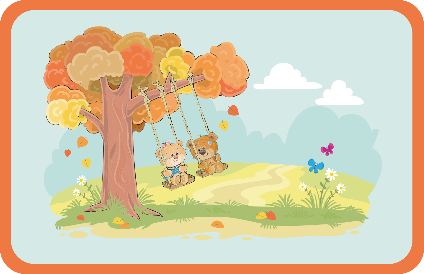 Baby bears on swings kids vinyl carpet - TenStickers