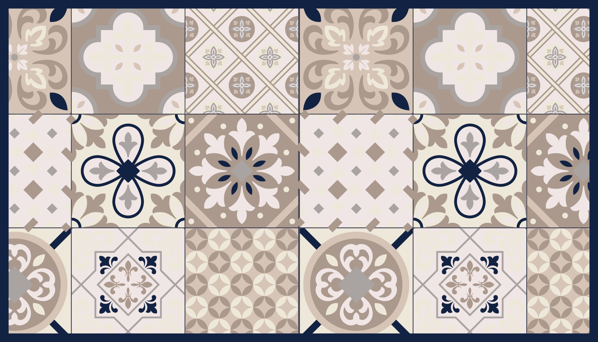 Beige elegant design tile vinyl carpet - TenStickers