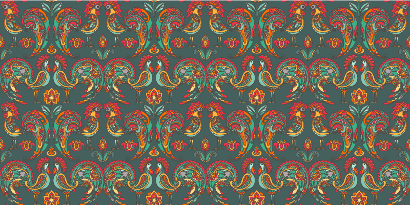 Colorful Folkloric Motifs mosaic vinyl carpet - TenStickers