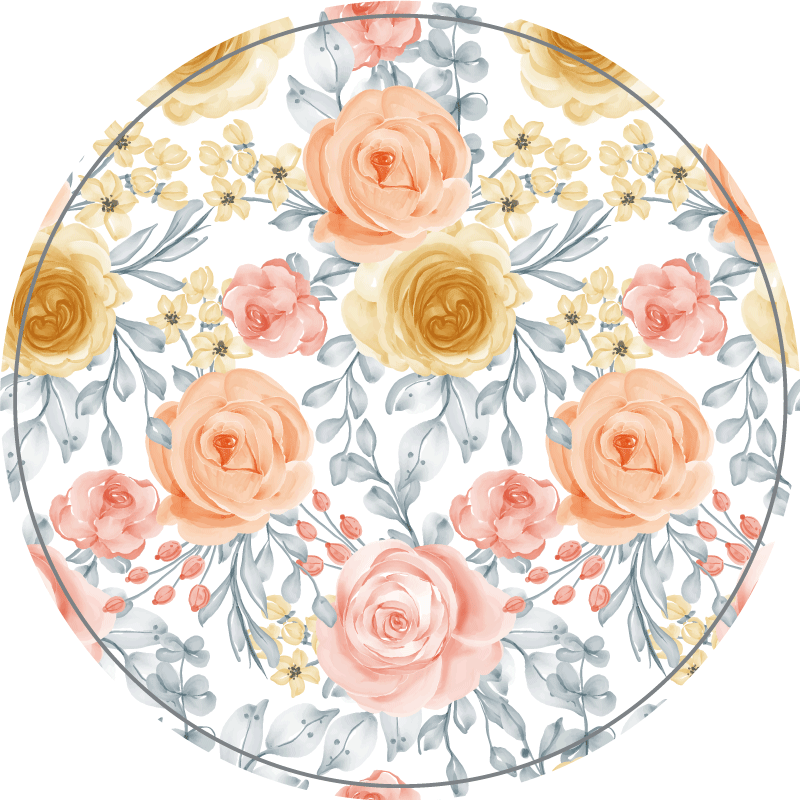 Flourishing Botanical Motifs circular vinyl carpet - TenStickers