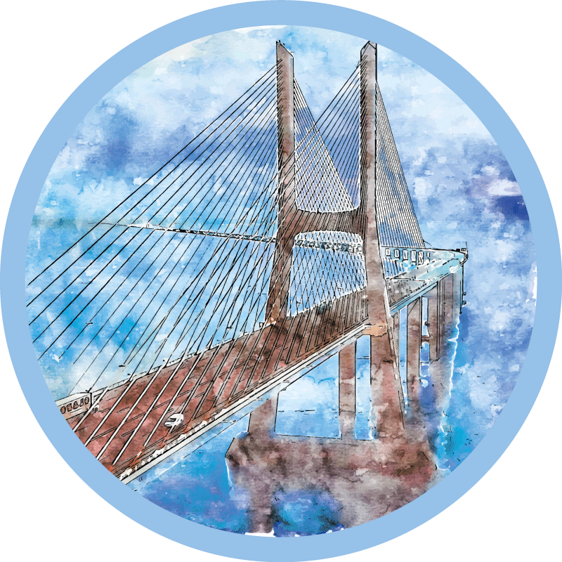 Bridges Over Water circular vinyl carpet - TenStickers