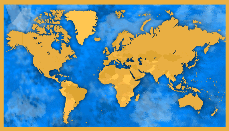 Golden and blue map world map vinyl carpet - TenStickers