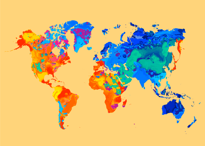 World map vinyl carpet bright world map - TenStickers