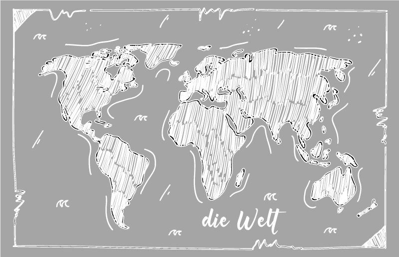 Worldwide map outline world map vinyl carpet - TenStickers