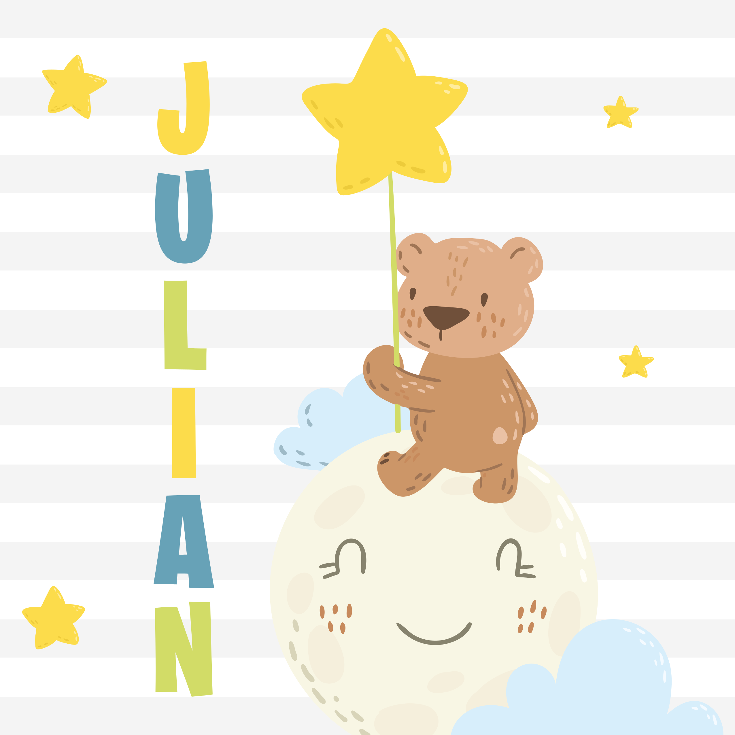 Bear with Star custom vinyl carpet - TenStickers