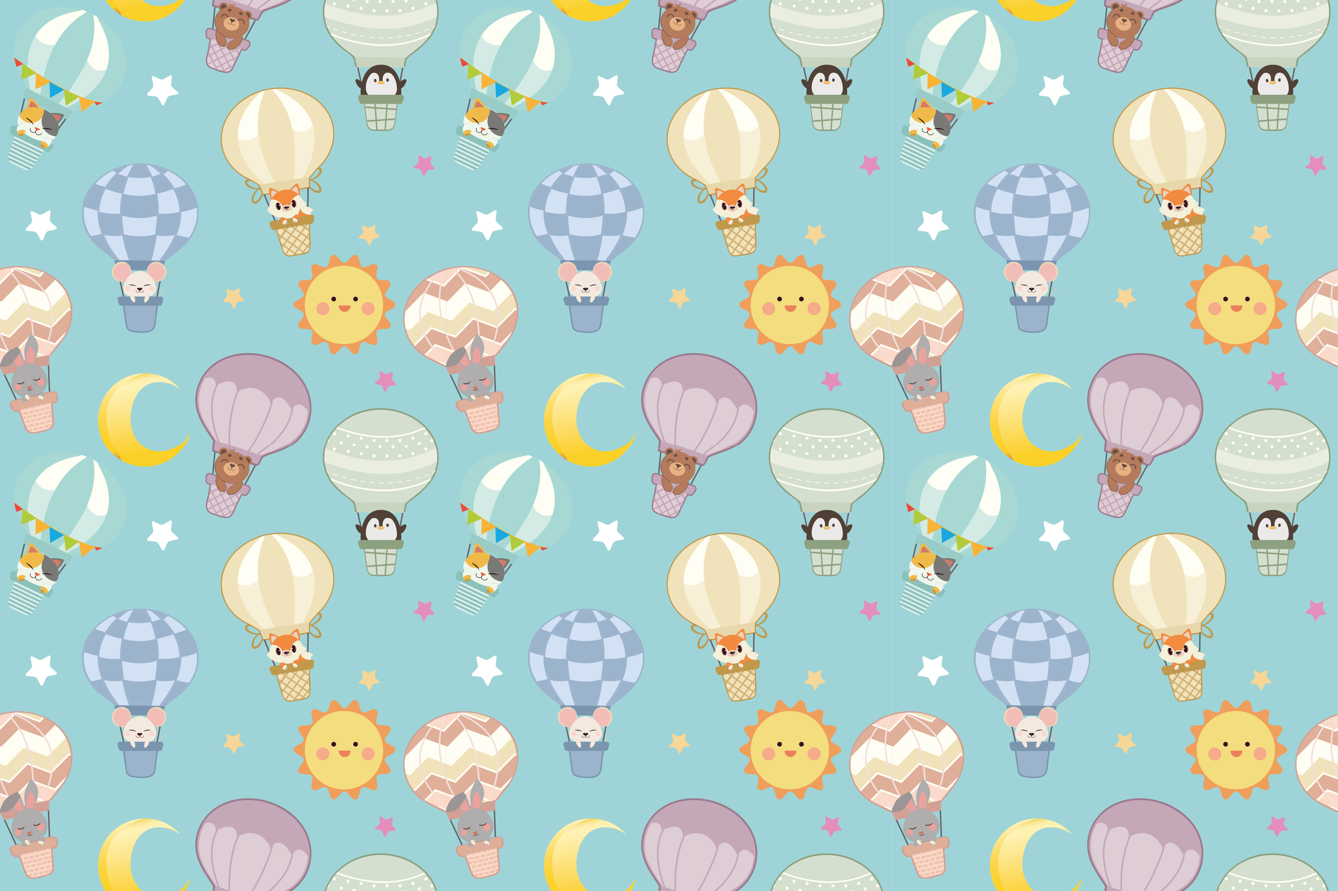 Whimsical Hot Air nursery vinyl carpet - TenStickers