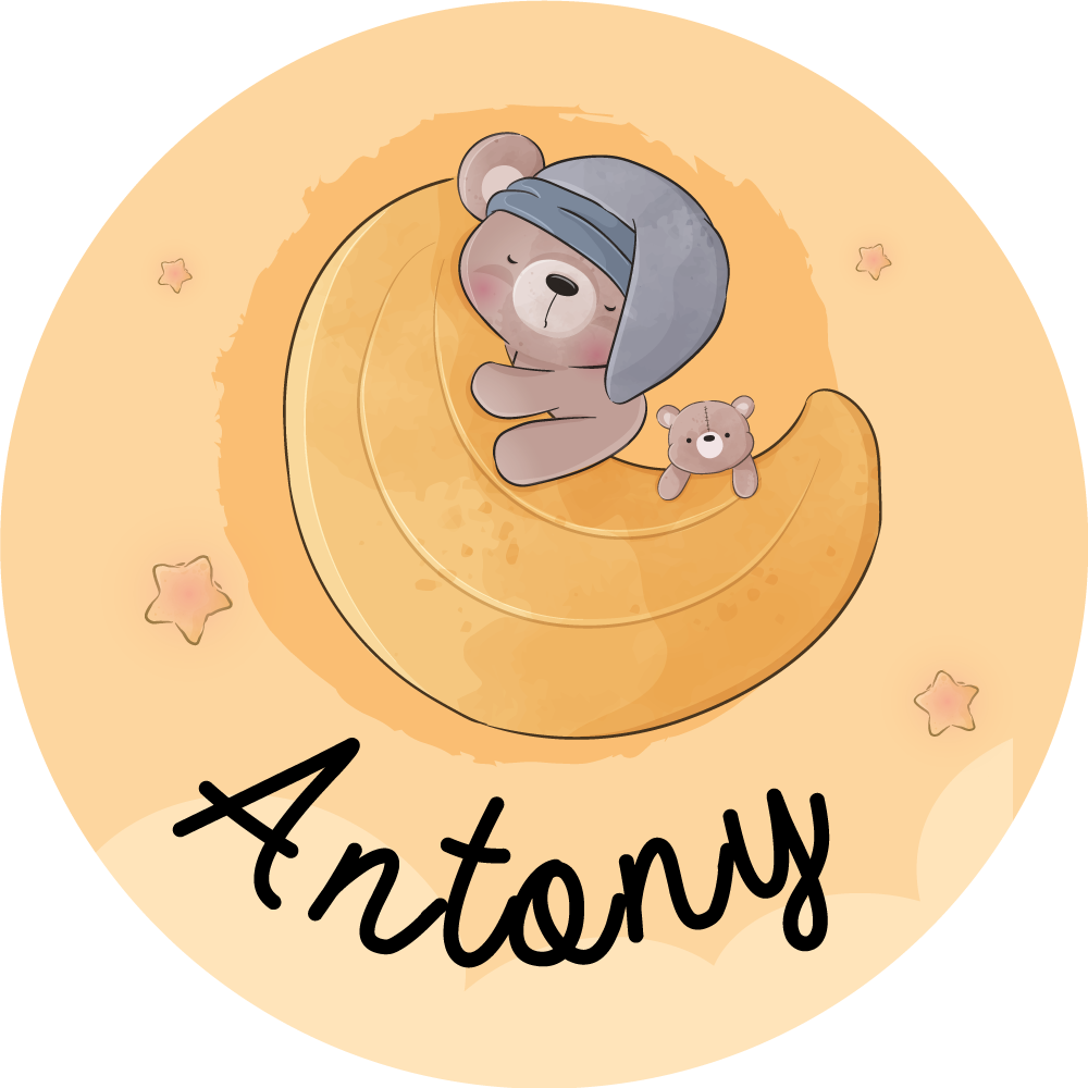 Sleepy bear with name custom vinyl carpet - TenStickers