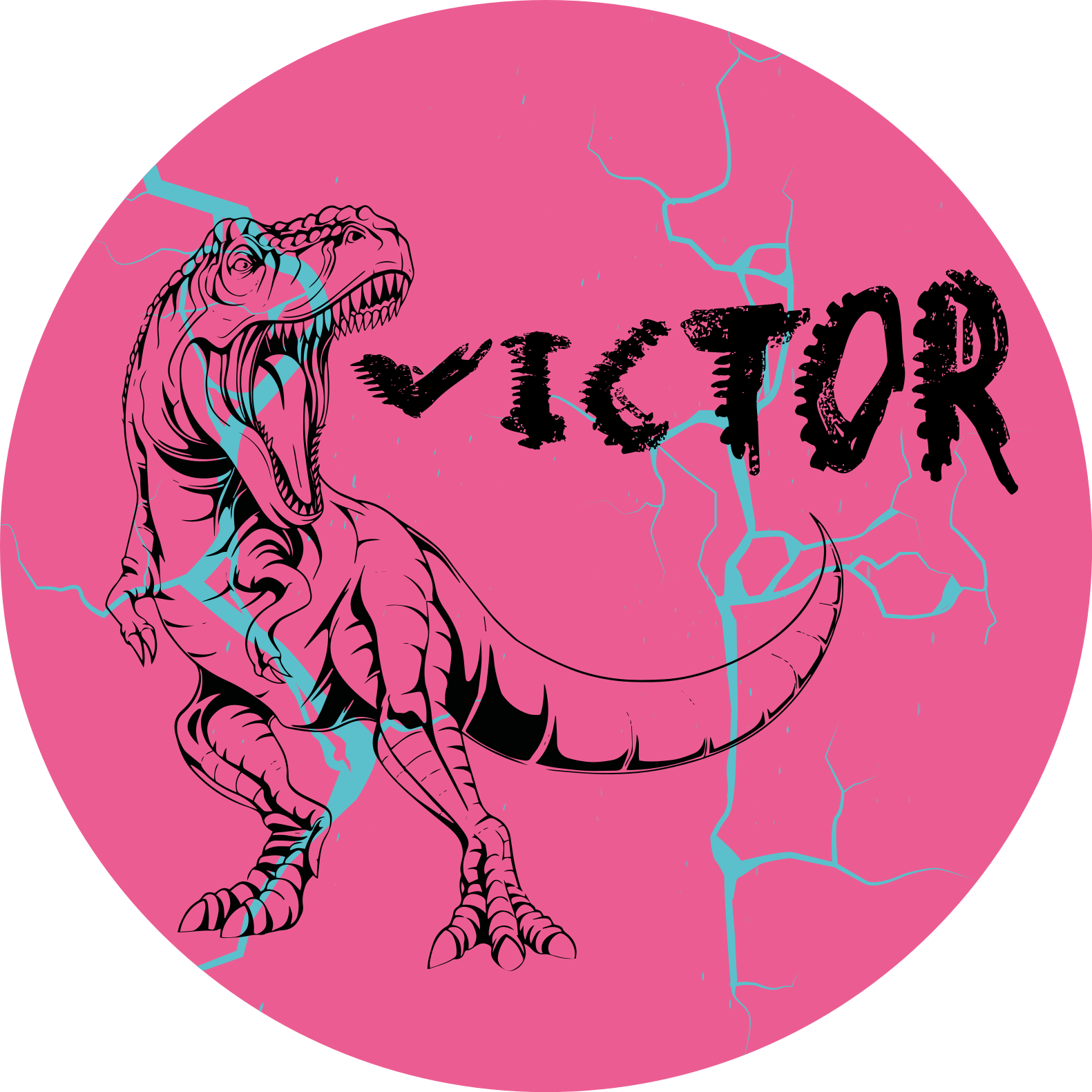 Pink T-Rex with name kids vinyl carpet - TenStickers