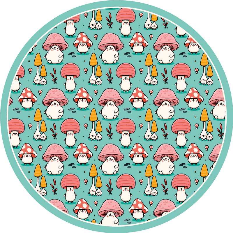 Adorable Mushroom Figures nature vinyl carpet - TenStickers