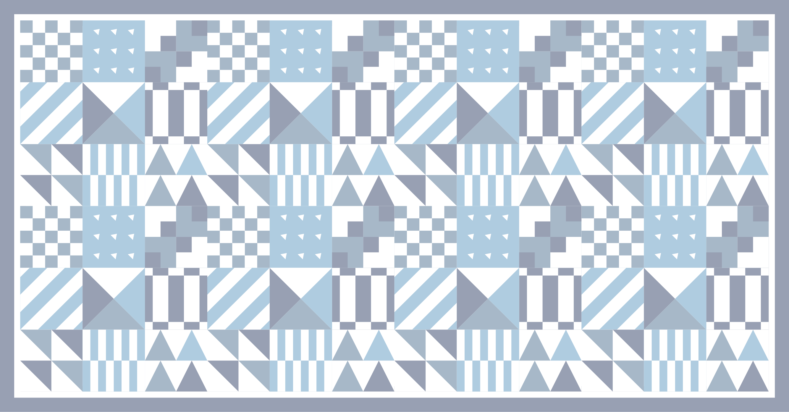 Blue Geometric Patterns tile vinyl carpet - TenStickers