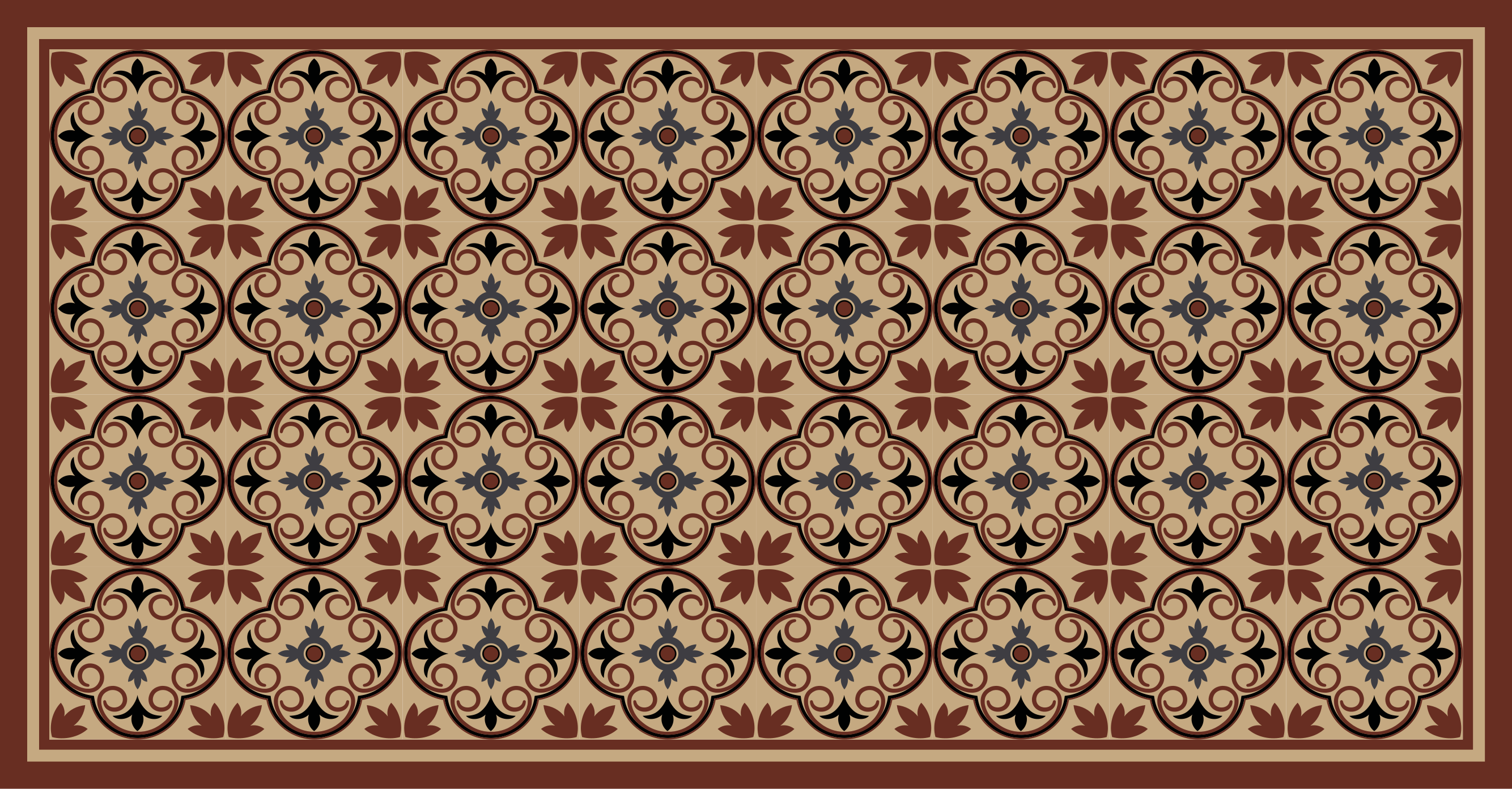 Geometric floral elements mosaic vinyl carpet - TenStickers