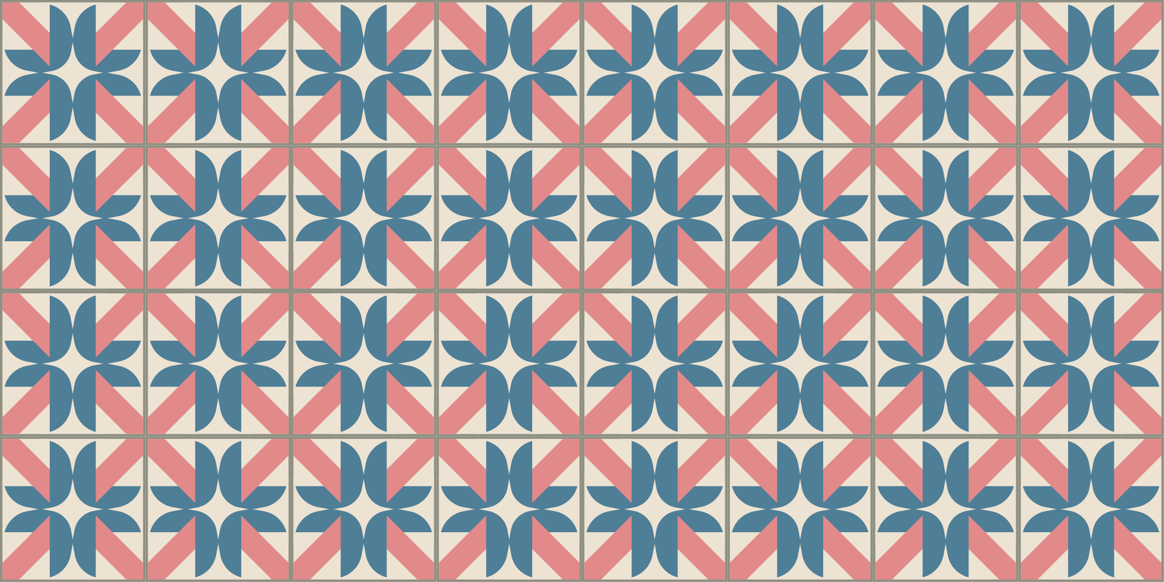 Pink blue geometric pattern tile vinyl carpet - TenStickers