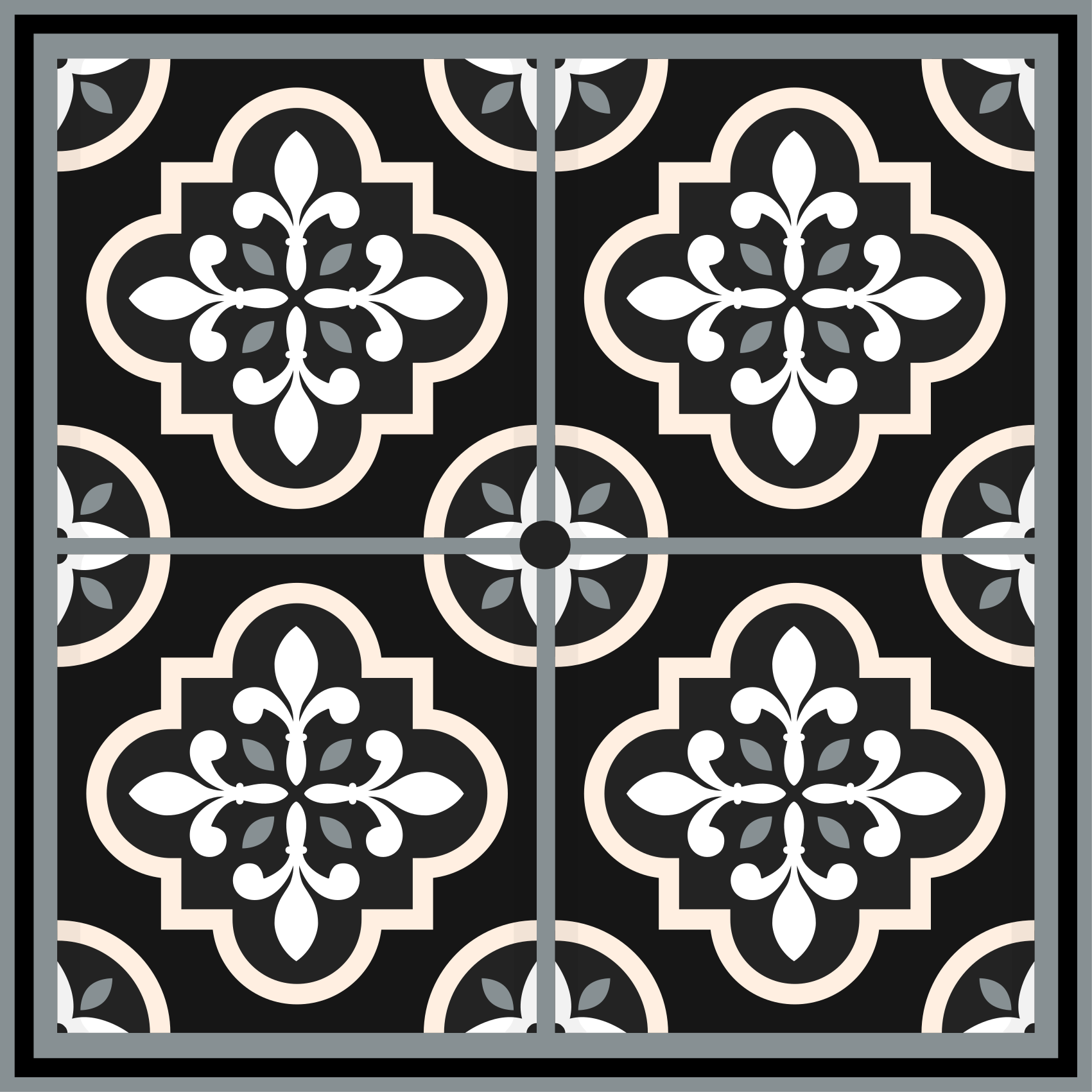 Black and white mosaic tile vinyl carpet - TenStickers