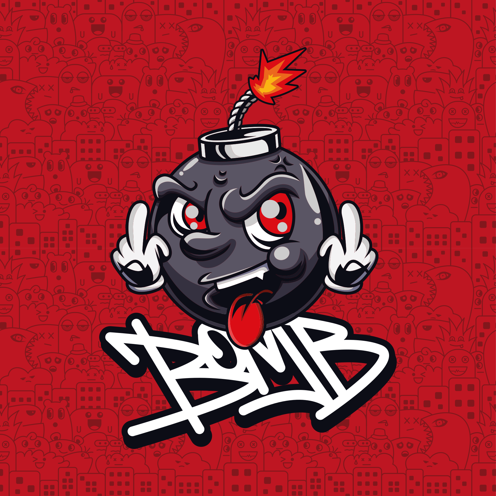 Cartoon Bomb Character teen vinyl carpet - TenStickers