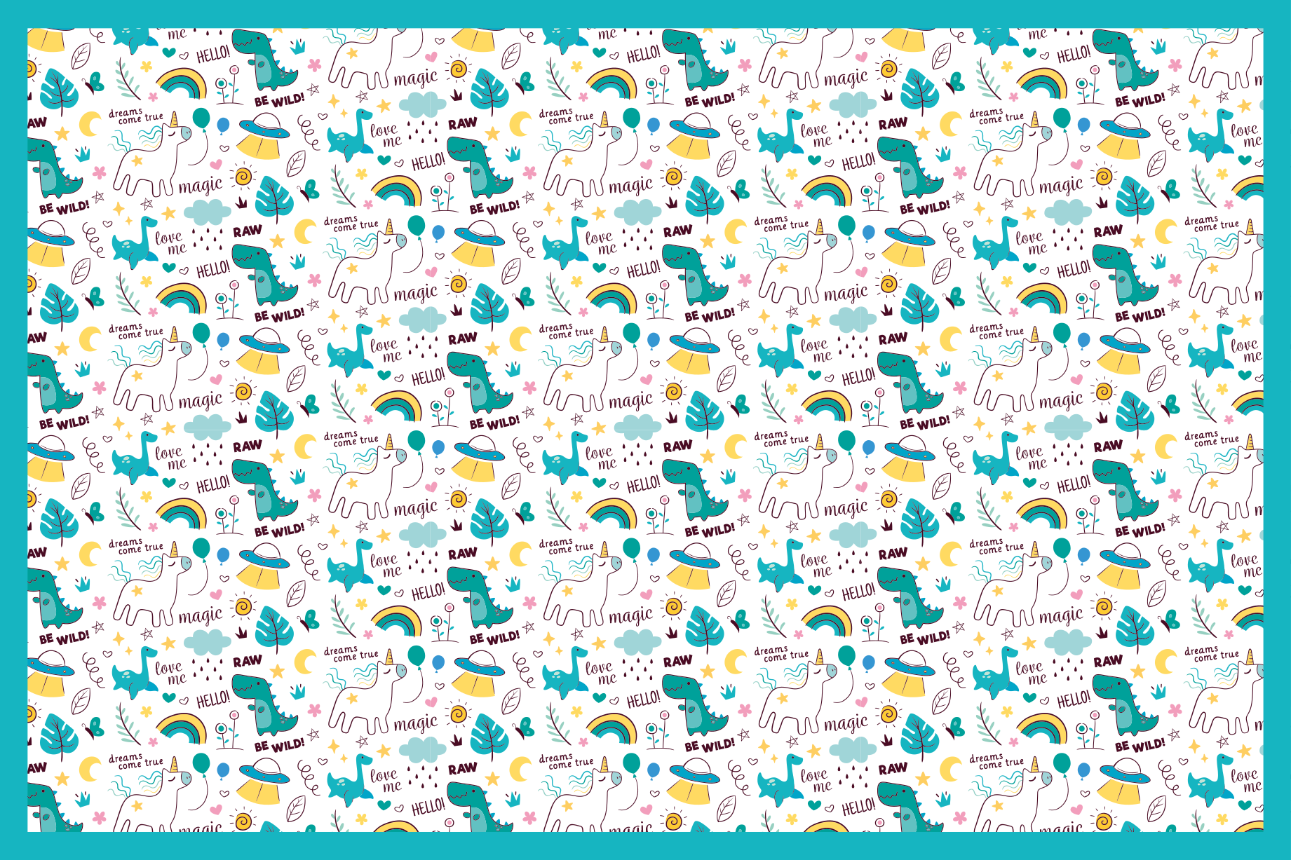 Colorful Dino Adventure nursery vinyl carpet - TenStickers
