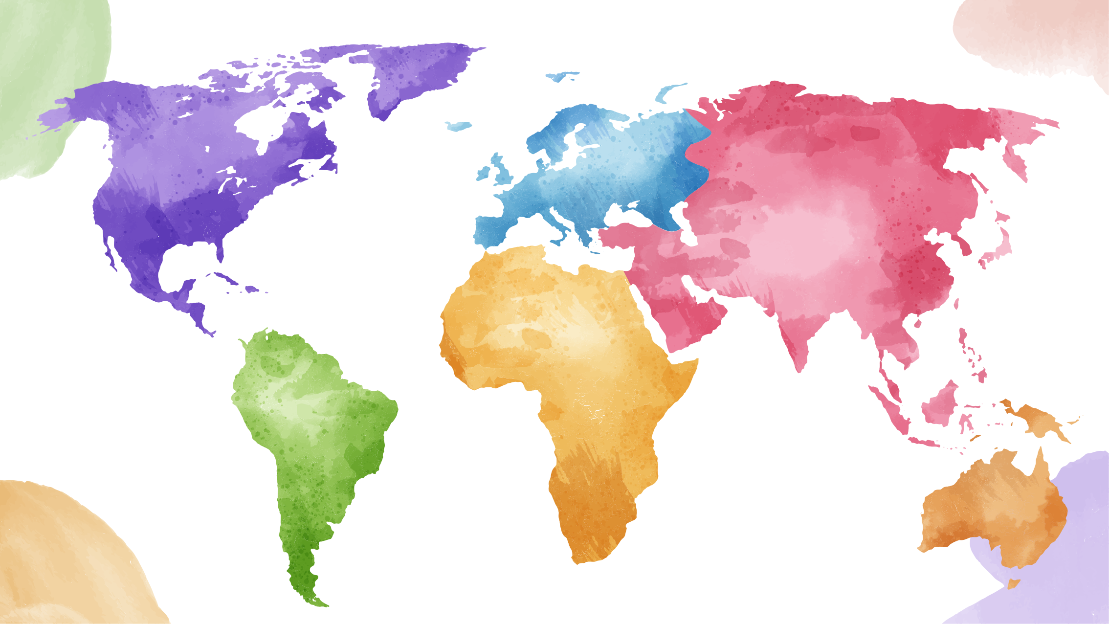 Colorful continents world map vinyl carpet - TenStickers