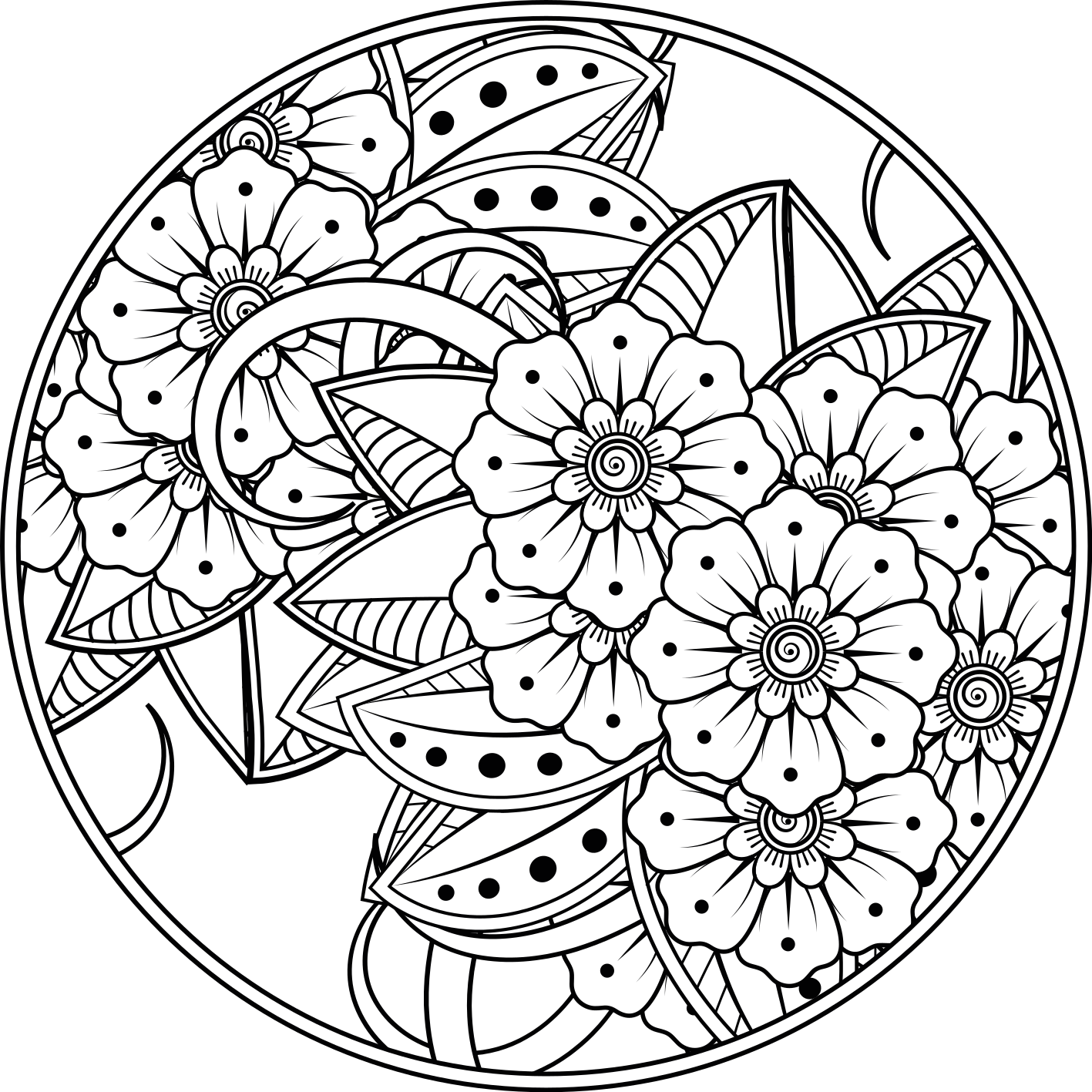 Floral mandala style mandala vinyl carpet - TenStickers