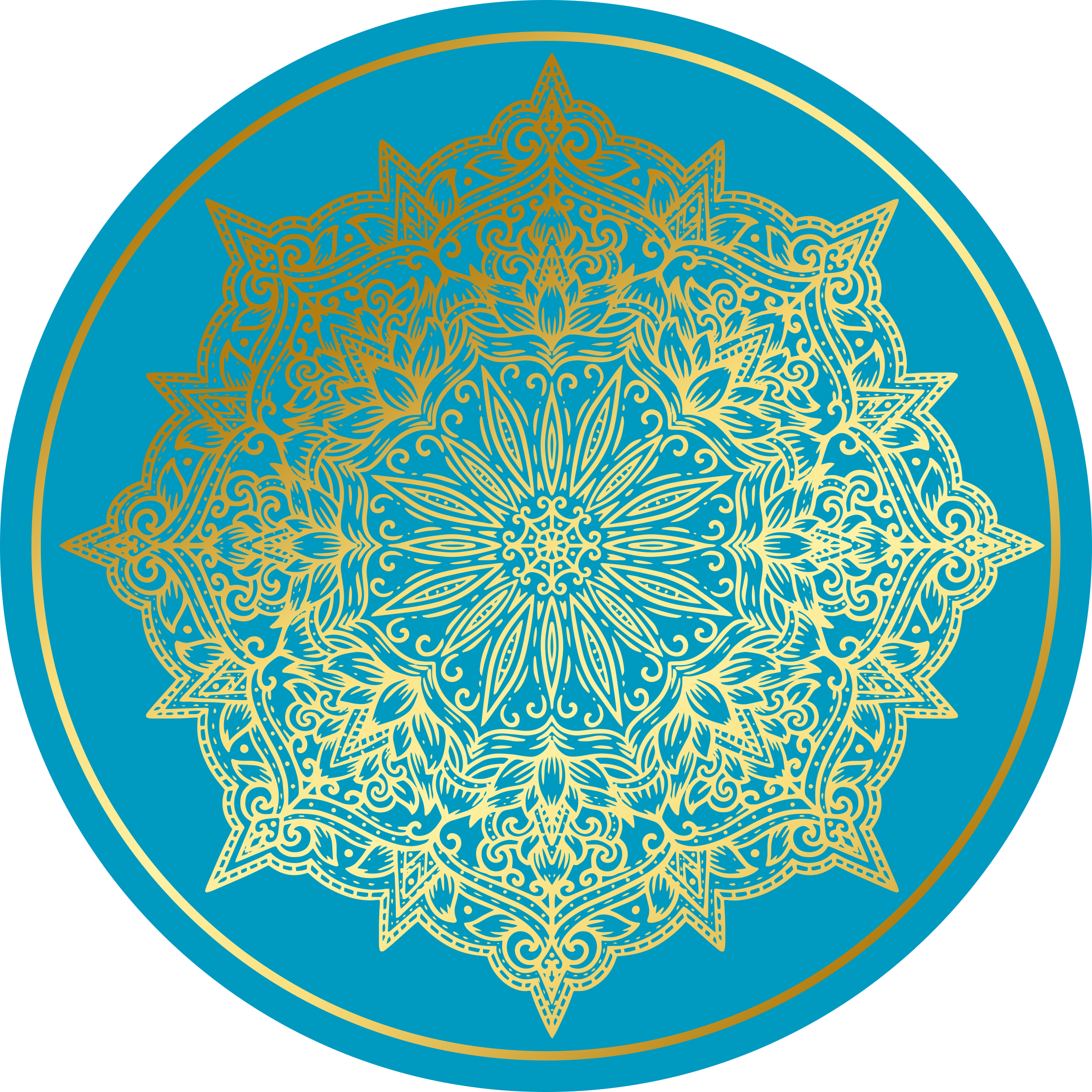 Complex Mandala Artwork circular vinyl carpet - TenStickers