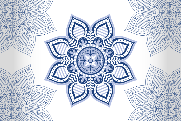 Intricate Blue Floral mandala vinyl carpet - TenStickers
