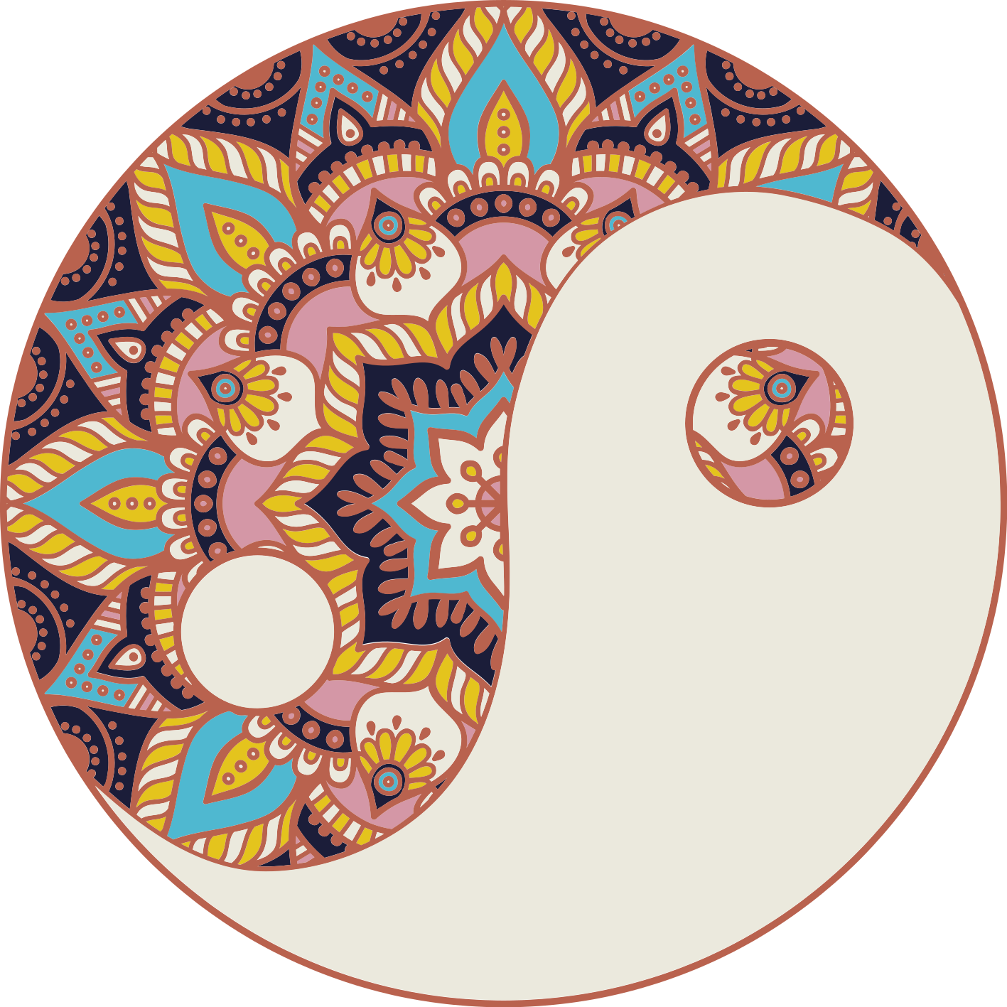 Yin Yang Motif mandala vinyl carpet - TenStickers