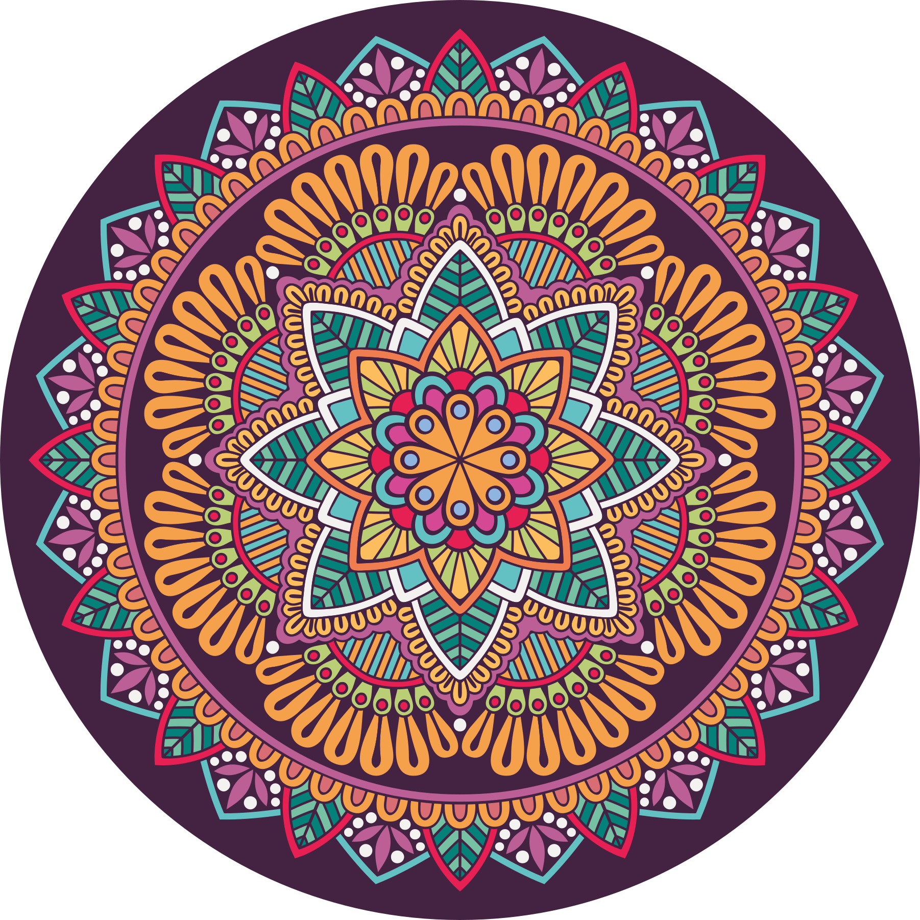 Lively Blooming Element mandala vinyl carpet - TenStickers