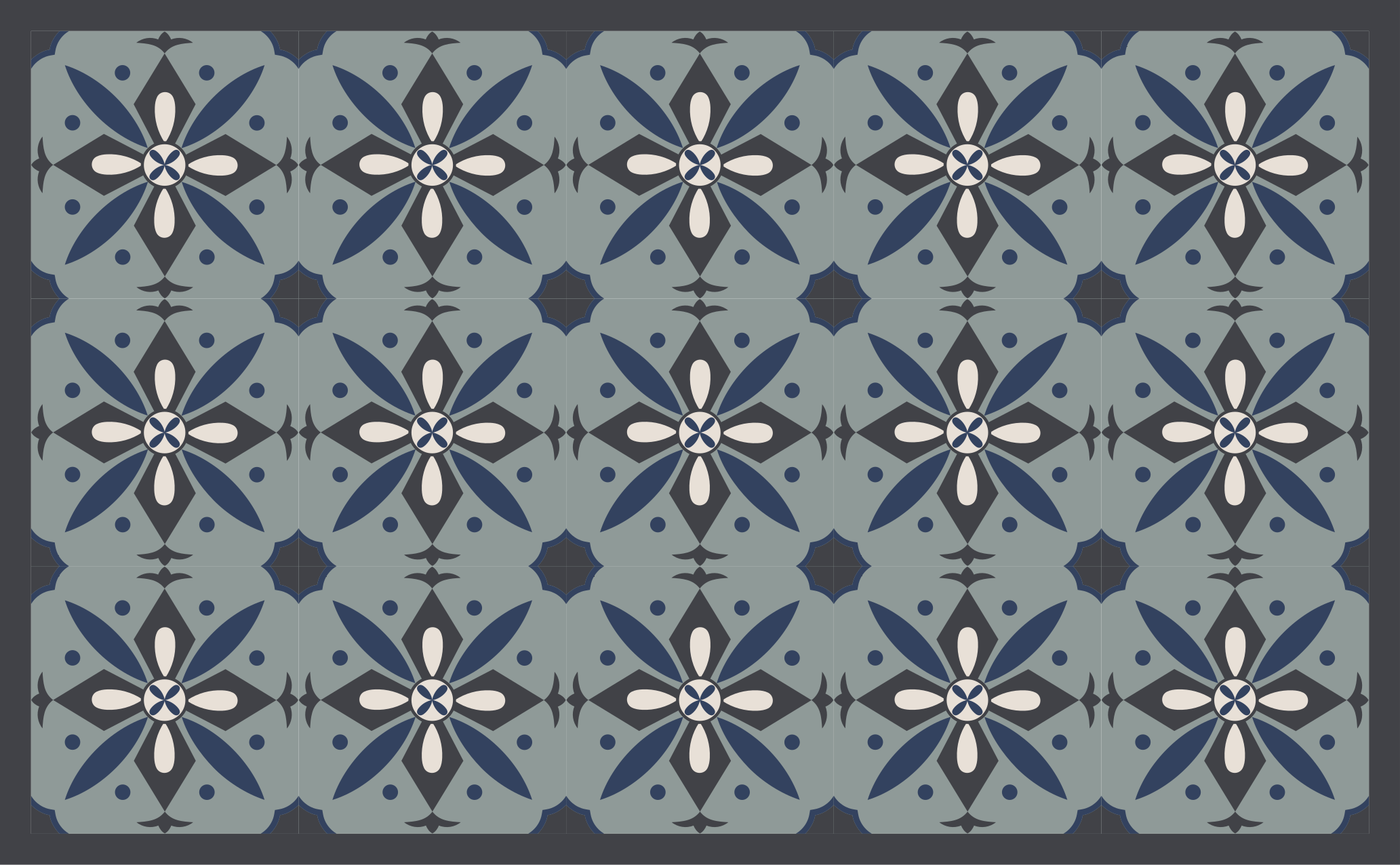 Grey botanical motif tile vinyl carpet - TenStickers