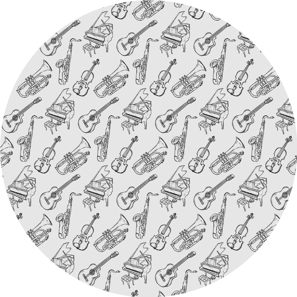Musical Instruments Motif circular vinyl carpet - TenStickers