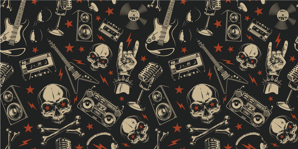 Skull Music Theme teen vinyl carpet - TenStickers