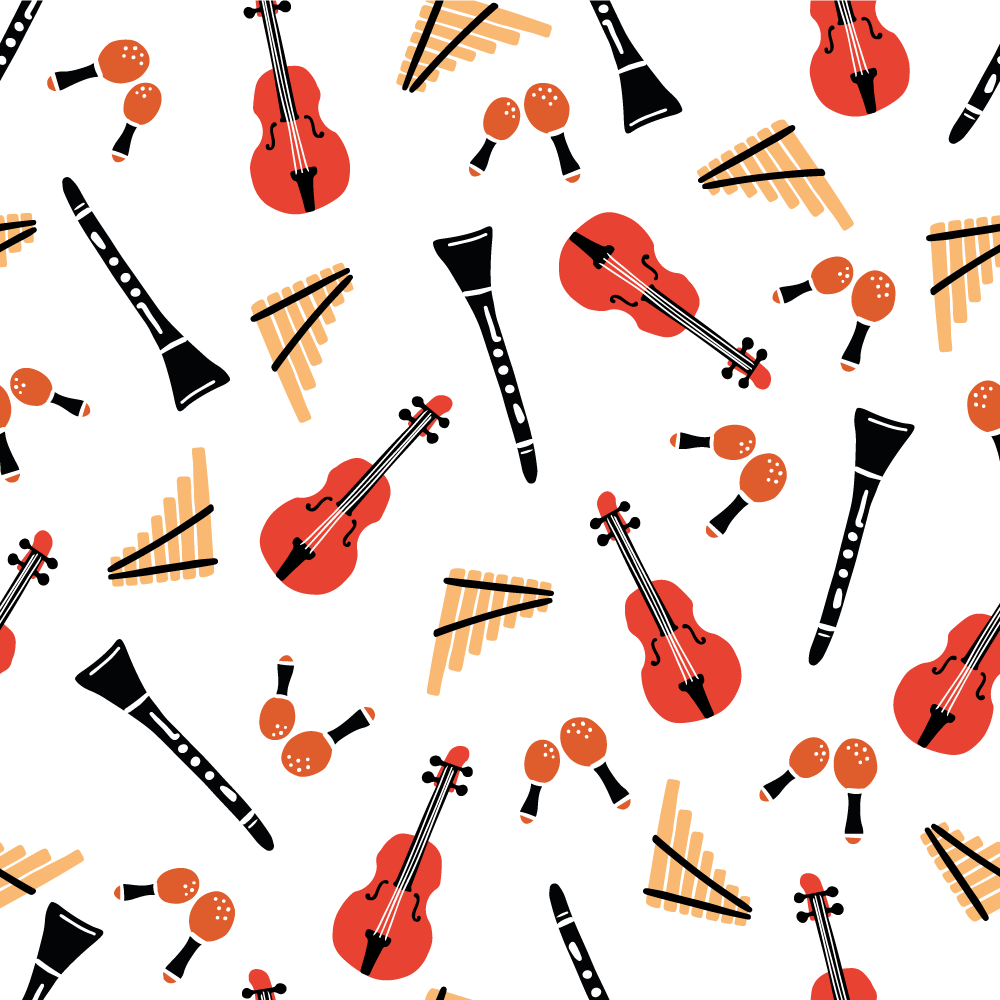 Kids vinyl carpet with musical instrument designs - TenStickers