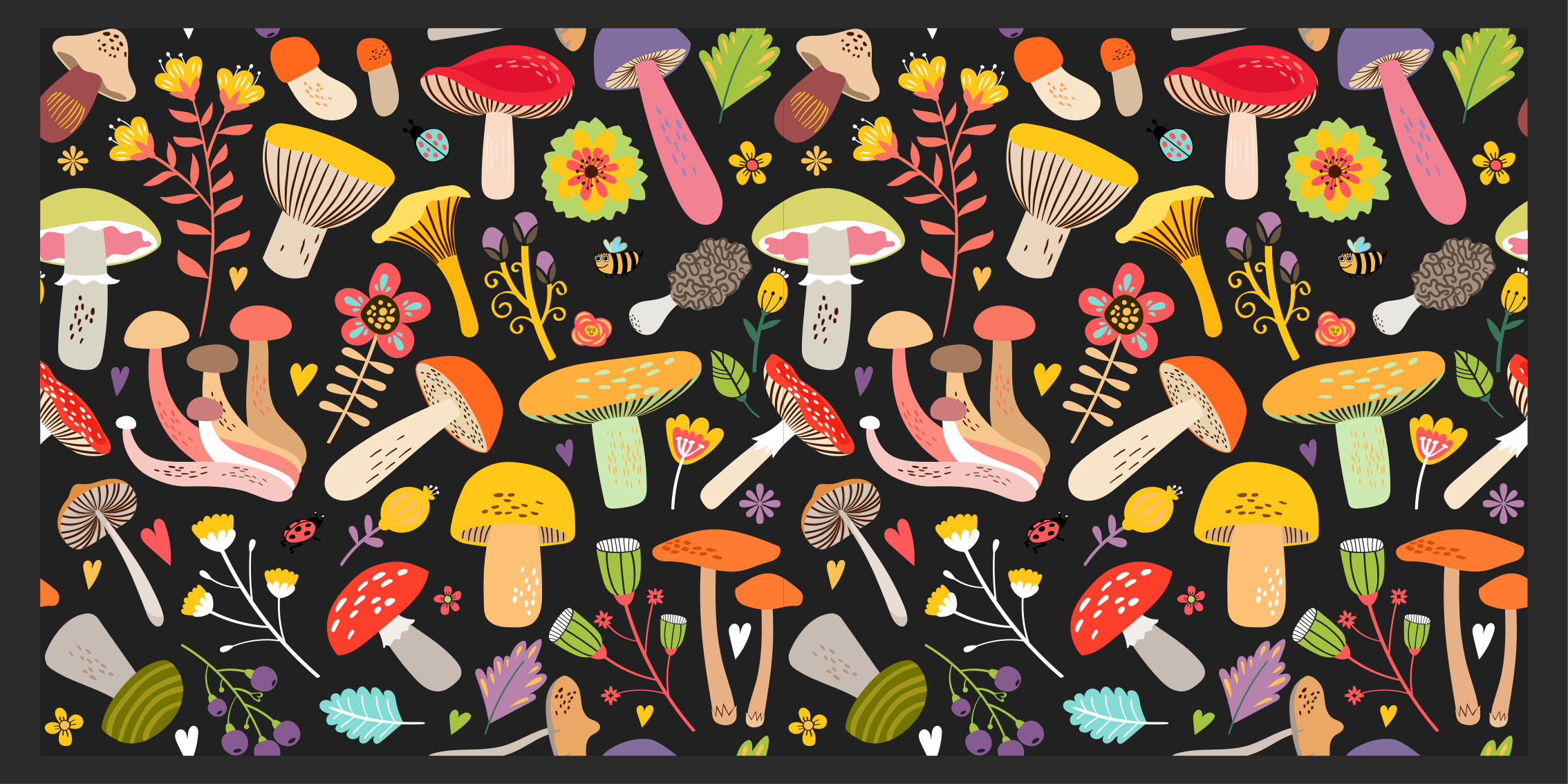Colorful Mushroom Collection nature vinyl carpet - TenStickers