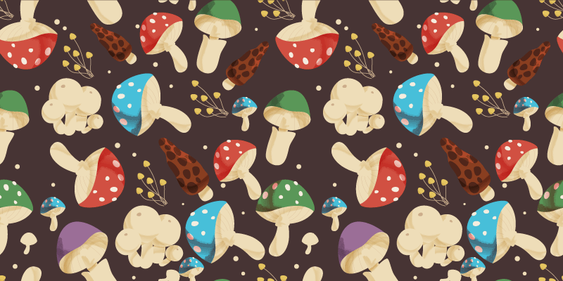 Vibrant Mushroom Motifs floral vinyl carpet - TenStickers