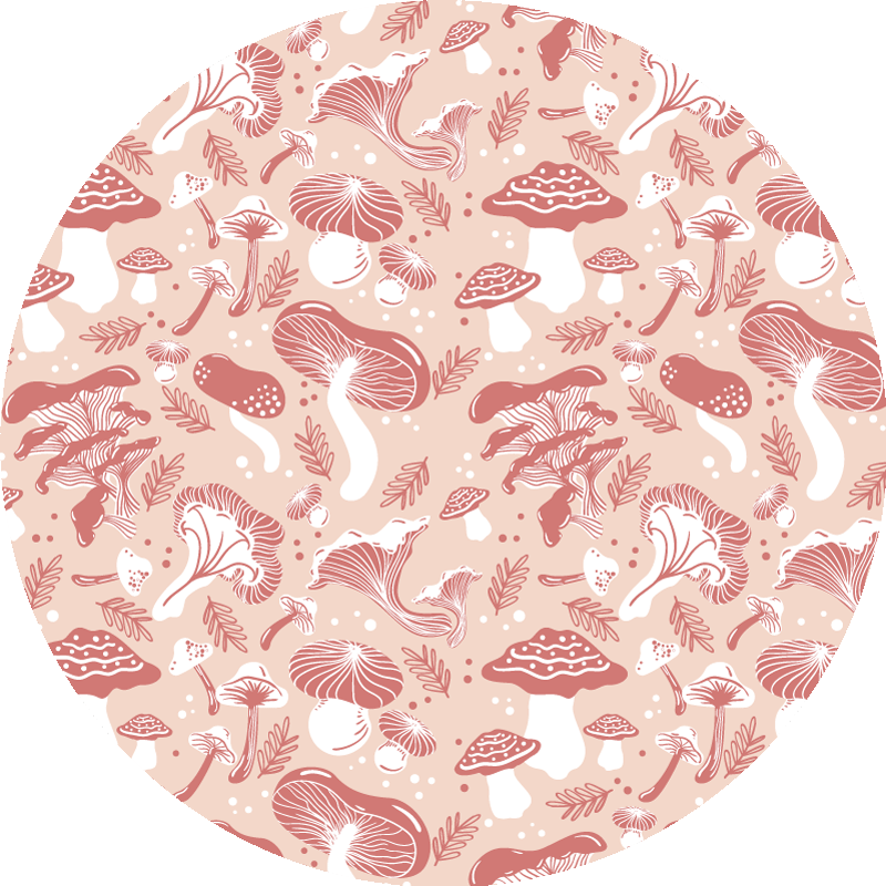 Mushroom Botanical Art circular vinyl carpet - TenStickers