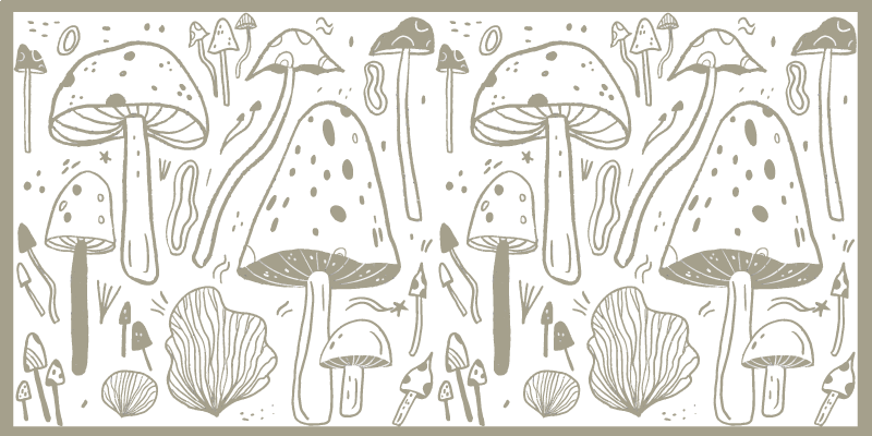Mushroom sketches floral vinyl carpet - TenStickers