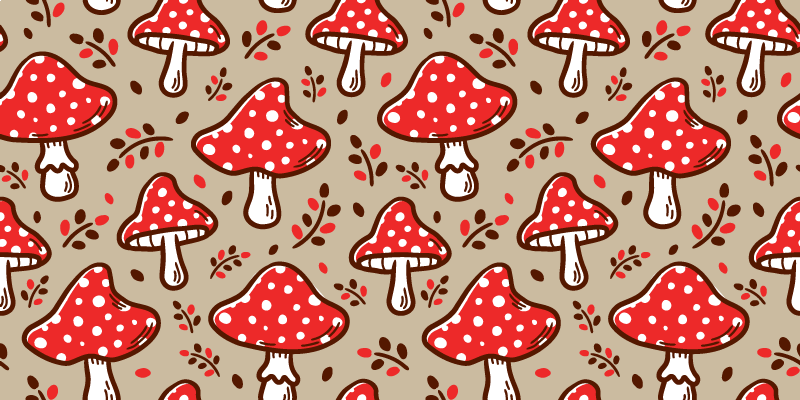 Vibrant Fungal Motifs floral vinyl carpet - TenStickers