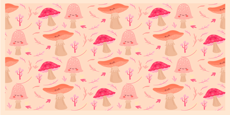 Happy classical mushrooms floral vinyl carpet - TenStickers
