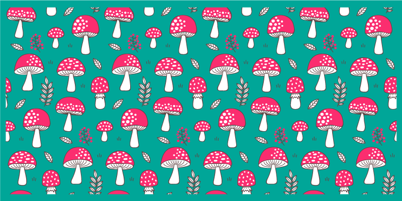 Vibrant Mushroom Motif nature vinyl carpet - TenStickers