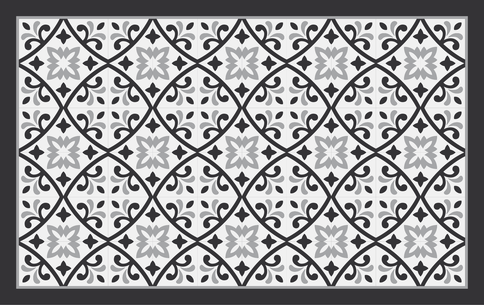 Monochrome Floral Pattern tile vinyl carpet - TenStickers