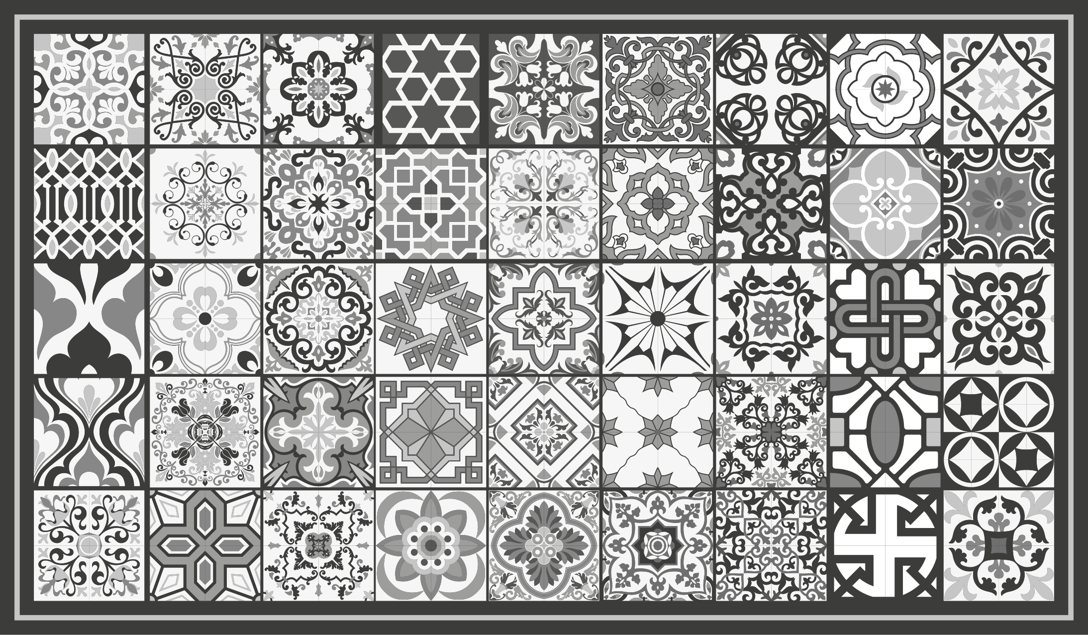 Grey tile pattern bathroom vinyl carpet - TenStickers