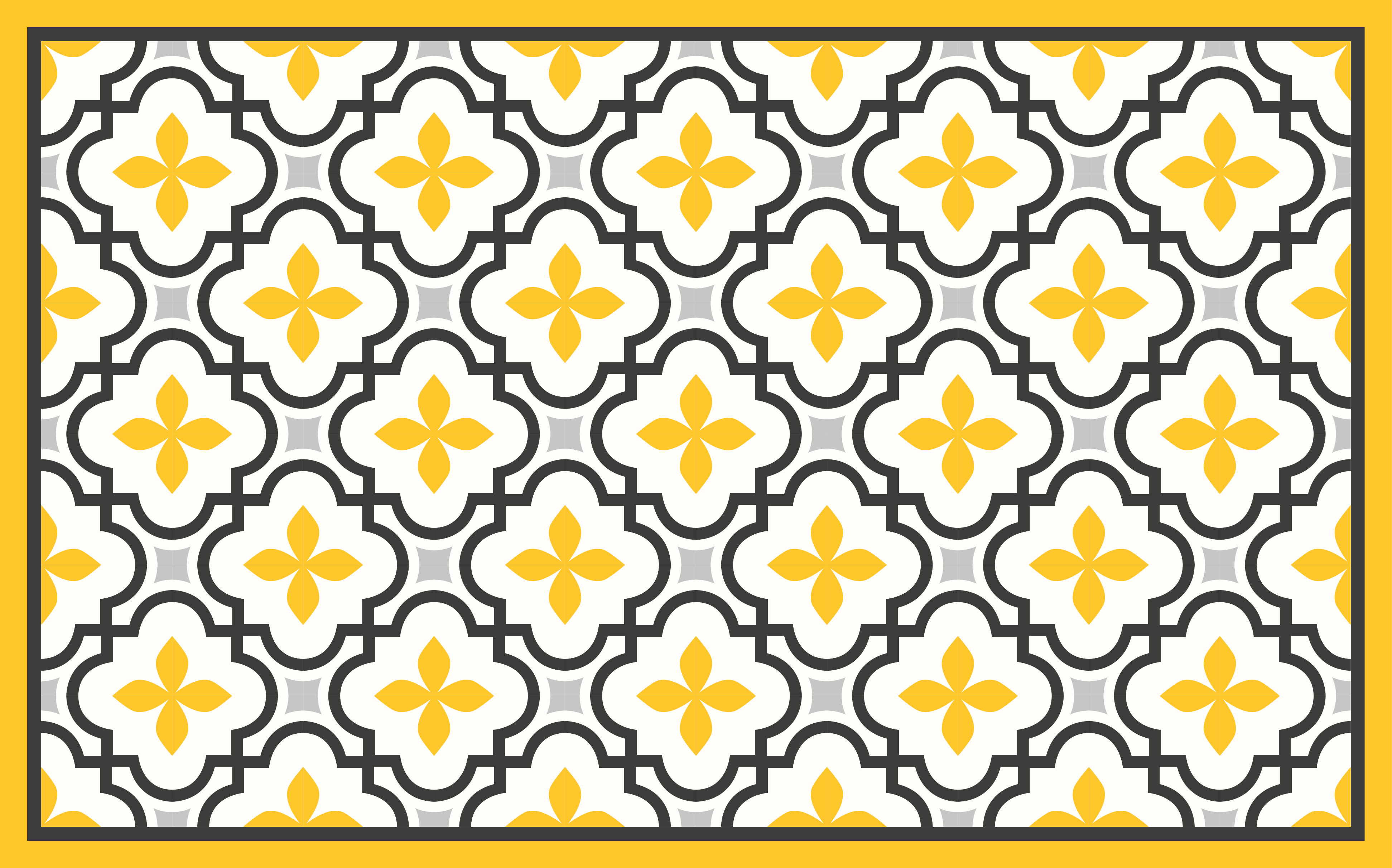 Yellow Floral Motif tile vinyl carpet - TenStickers