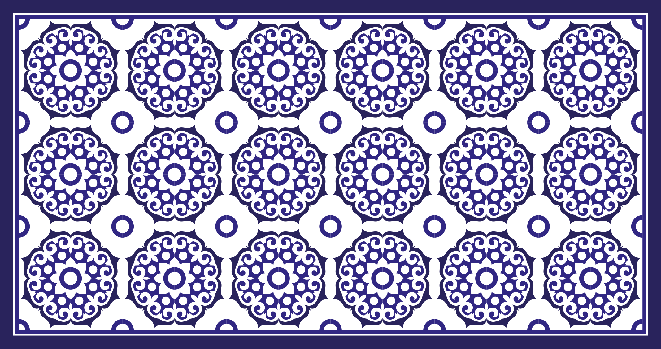 Ornate Blue Patterns tile vinyl carpet - TenStickers