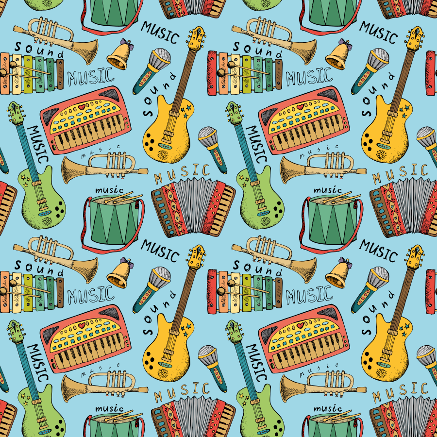 Kids vinyl carpet cheerful musical instruments - TenStickers