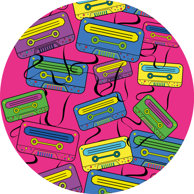 Kids vinyl carpet vivid cassette tapes design - TenStickers