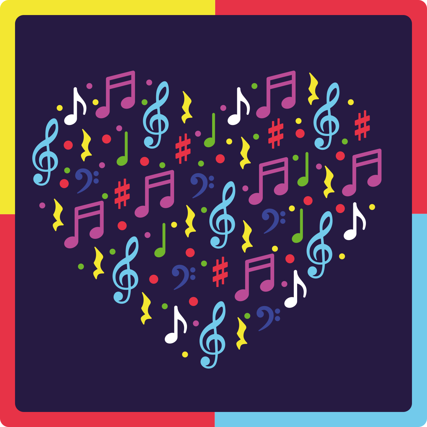 Musical Notes Heart teen vinyl carpet - TenStickers