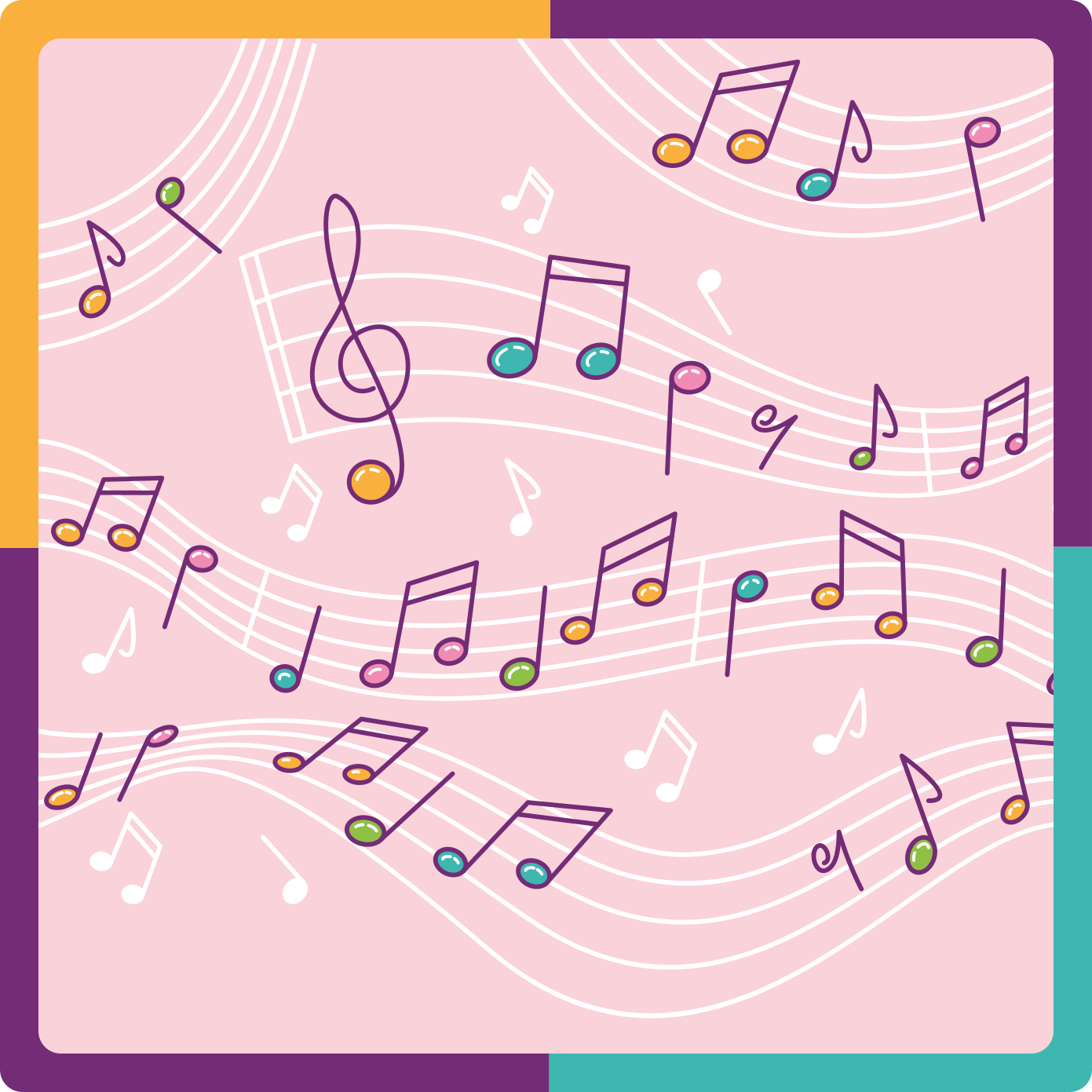 Melodic Notes Theme teen vinyl carpet - TenStickers