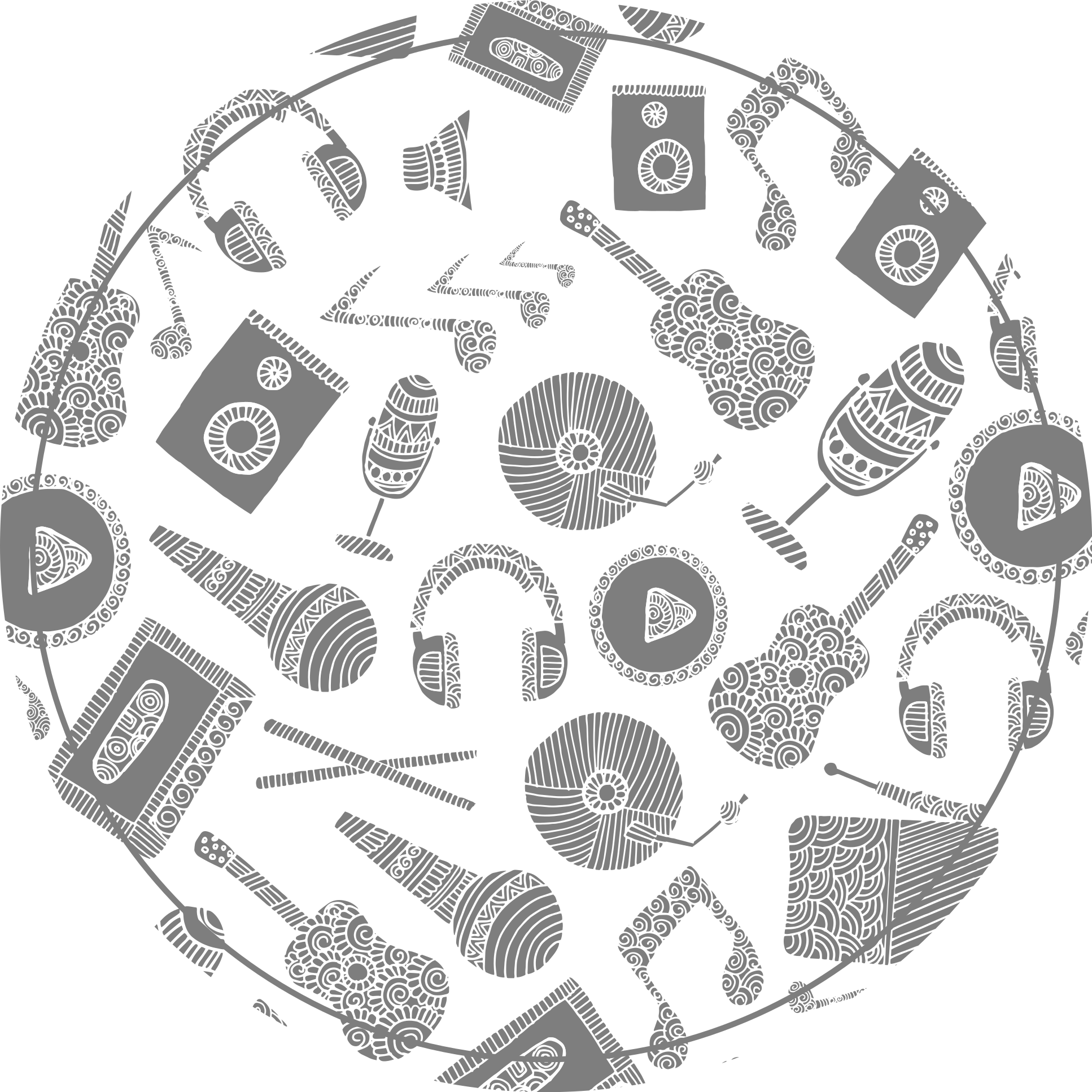 Musical Instrument Patterns kids vinyl carpet - TenStickers