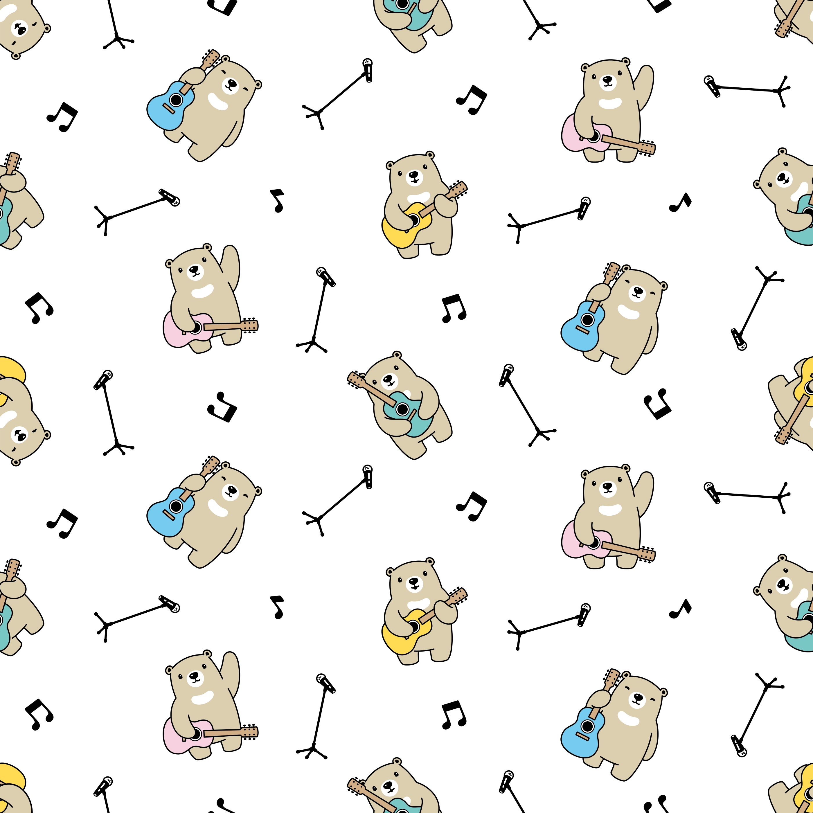Musical Bears Pattern nursery vinyl carpet - TenStickers