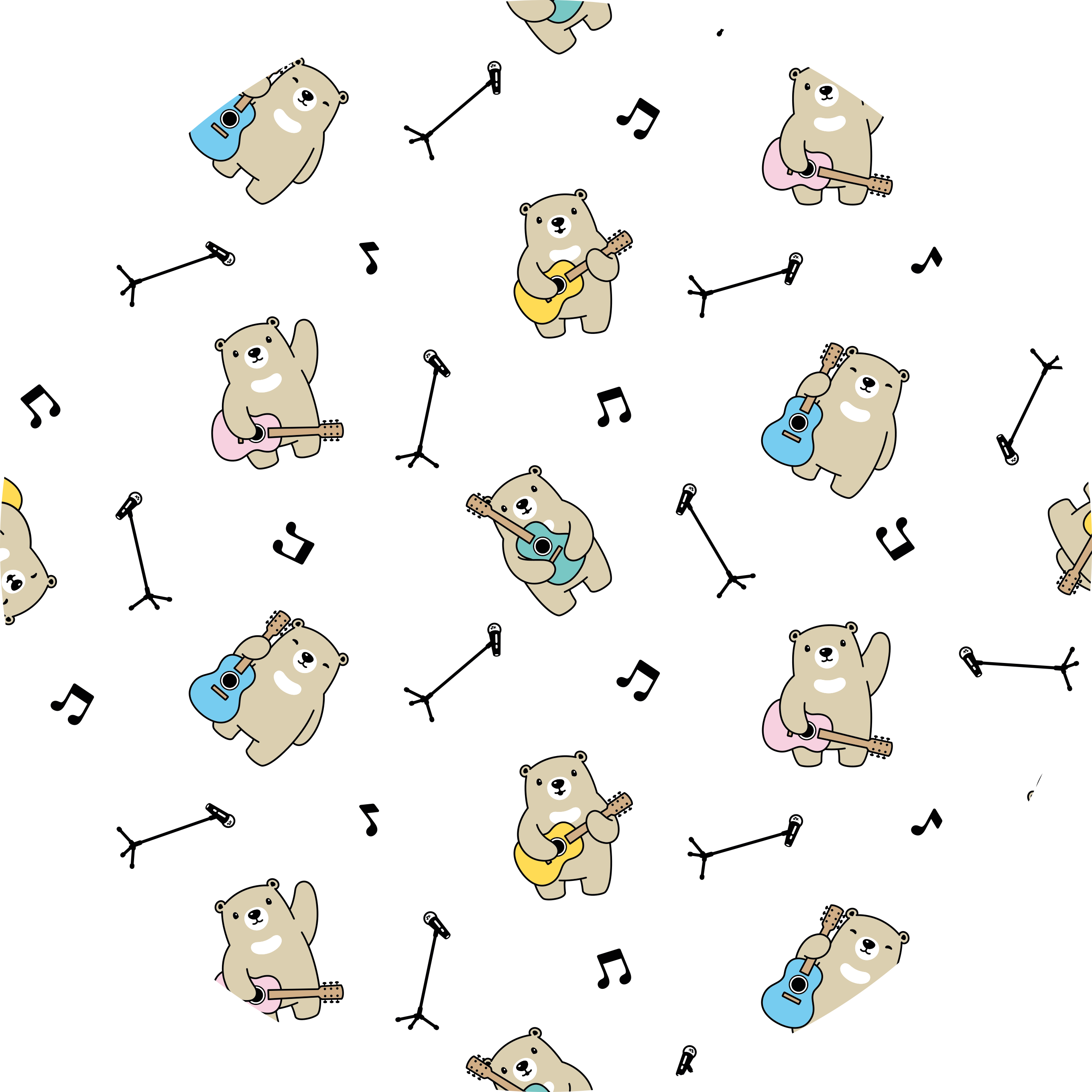 Musical Bear Fun nursery vinyl carpet - TenStickers