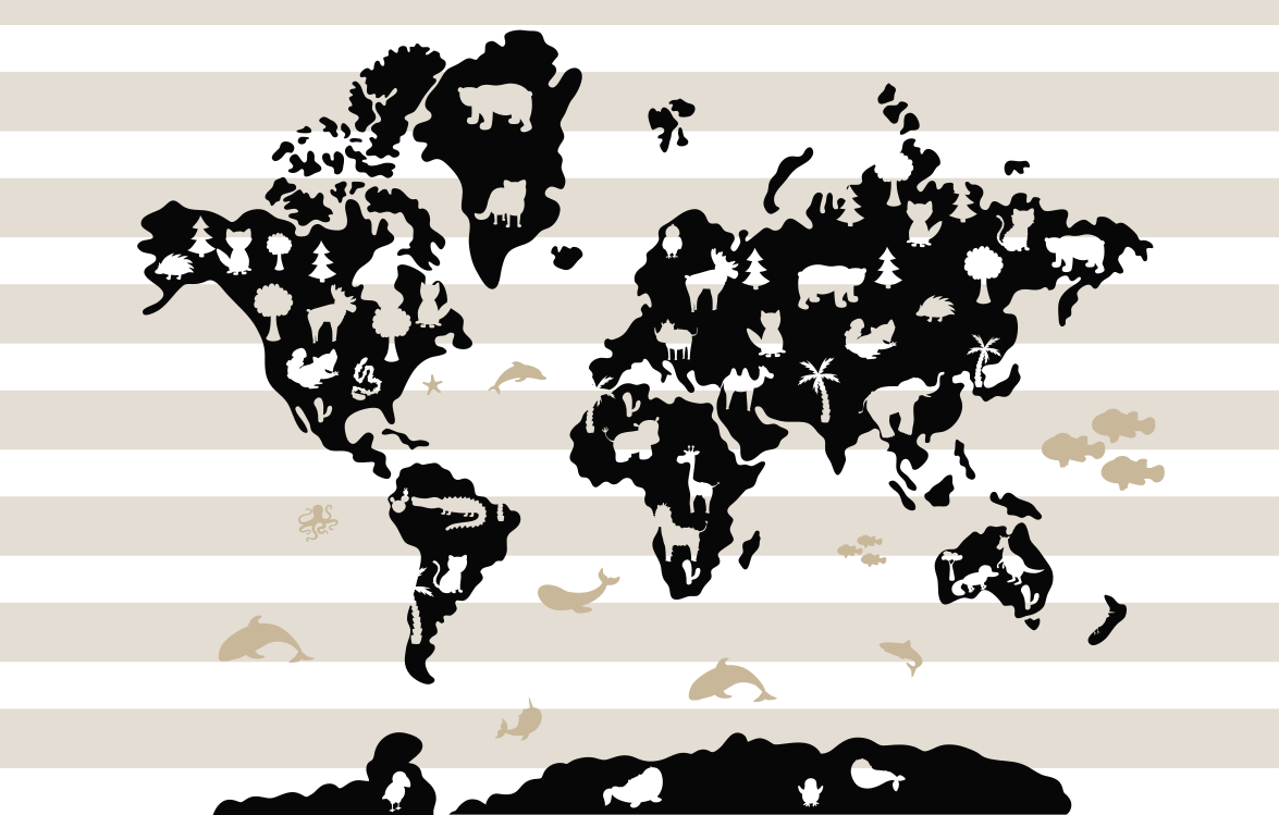 Animal Silhouettes world map vinyl carpet - TenStickers