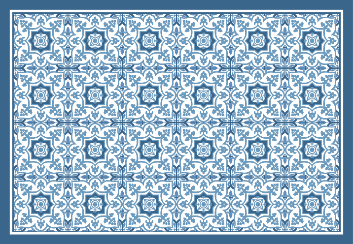 Blue patterned mosaic tile vinyl carpet - TenStickers
